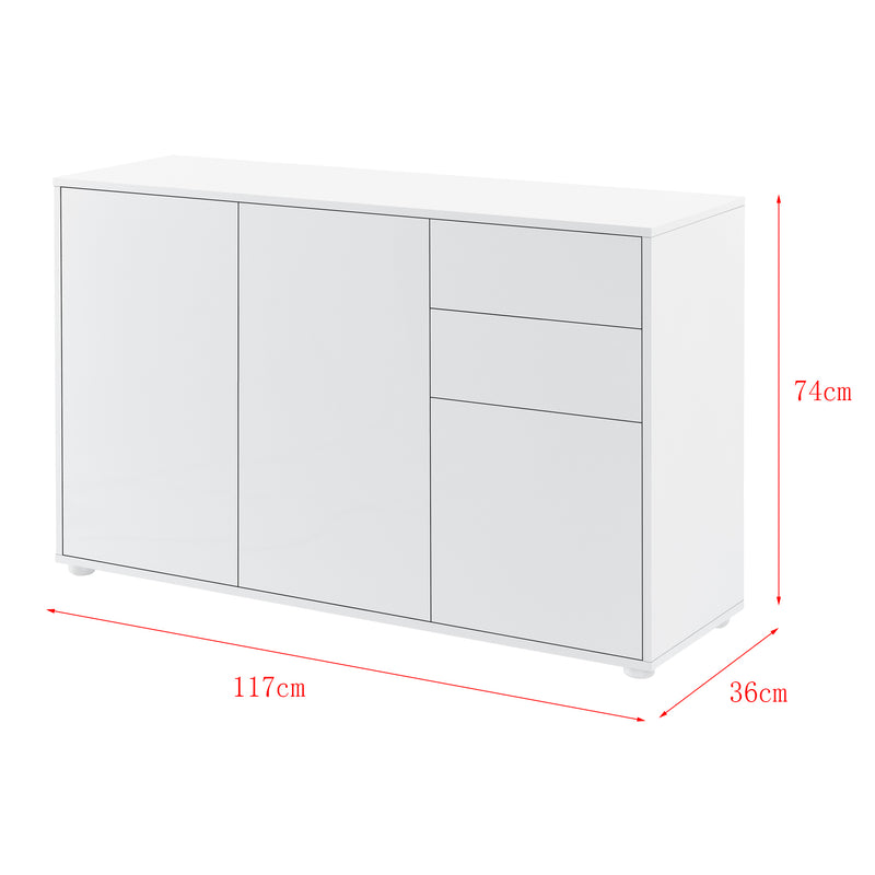 Szkic wymiarowy Kredens Paarl 74x117x36 cm w różnych kolorach kolory en.casa