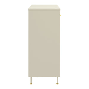 Kredens Lindau stalowy 97x80x40 cm kremowy biały [en.casa]