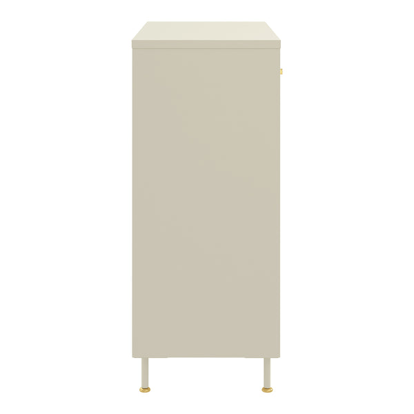 Kredens Lindau stalowy 97x80x40 cm kremowy biały [en.casa]