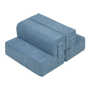 Schody dla zwierząt Joelerhatra 4-częściowe 45x50x45 cm Cord Blue [en.casa]