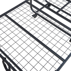 Metalowe łóżko składane Lustendi z materacem 200x90cm czarny/dąb [en.casa]