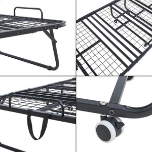 Metalowe łóżko składane Borjavle z materacem 200x90cm czarne [en.casa]