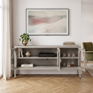 Witryna-komoda Klippestad stal 118x35x55 cm kolor wielbłądzi [en.casa]
