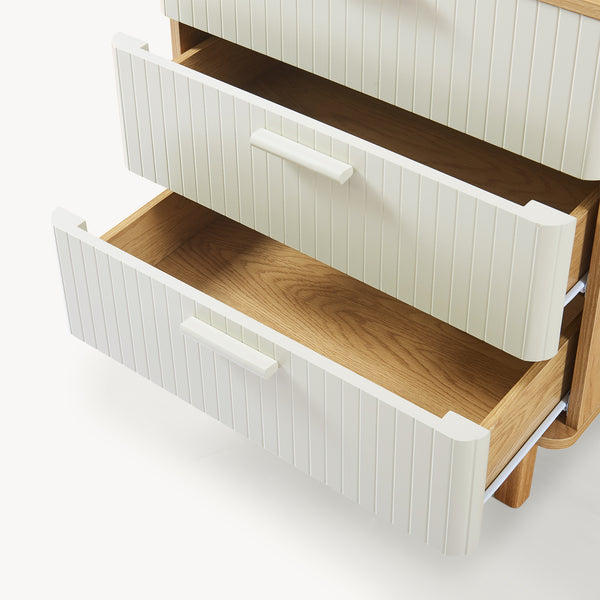 Komoda Ferrersp z 3 szufladami 70x60x40 cm dąb optyka/piaskowy kolor [en.casa]