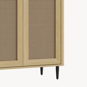 Sideboard Lukhomso 83x80x40 cm optyka dąb/optyka rattanu [en.casa]