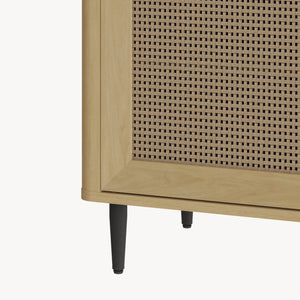 Szafka RTV Lukhomso 152x40x54 cm w optyce dębu/optyce rattanu [en.casa]