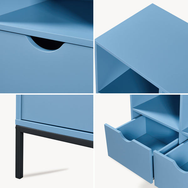 Regał na książki z 2 szufladami Colwyn 105x80x40 cm Niebieski [en.casa]