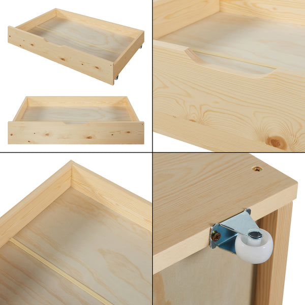 Podwójne łóżko dziecięce Sonkajärvi 90x200cm drewno sosnowe naturalne [en.casa]