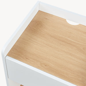 Stolik nocny Kuorshare 55x42x37 cm biały/dąb [en.casa]