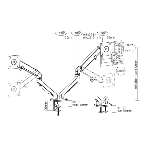 Uchwyt na 2 monitory Selbu do 32 cali [pro.tec]