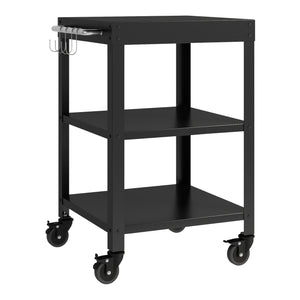 Zestaw zewnętrzny Bolognano z półką stojącą i wózkiem do serwowania czarny, matowy [casa.pro]