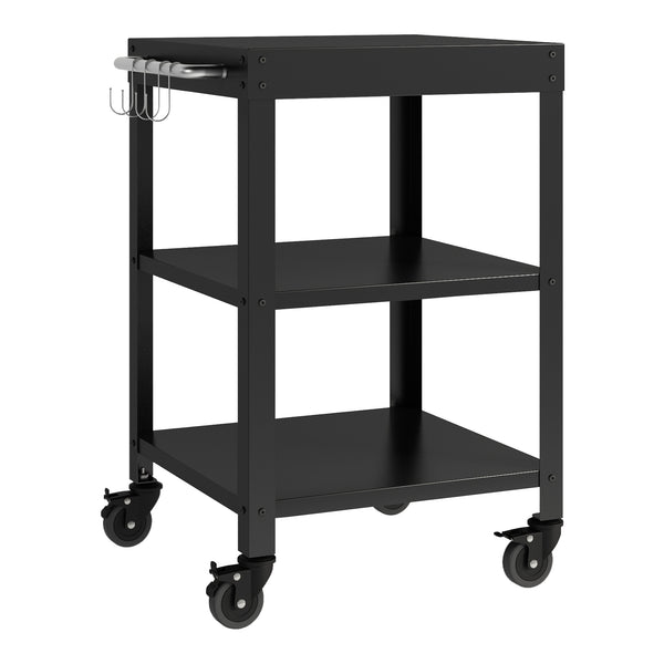 Zestaw zewnętrzny Bolognano z półką stojącą i wózkiem do serwowania czarny, matowy [casa.pro]