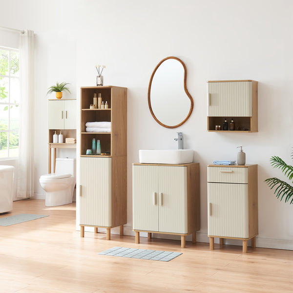 Szafka łazienkowa Ferrersp 80x40x35 cm, optyka dębu/kolor piaskowy [en.casa]