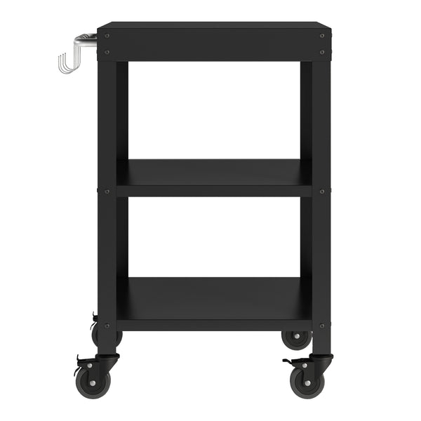 Zestaw zewnętrzny Bolognano z półką stojącą i wózkiem do serwowania czarny, matowy [casa.pro]