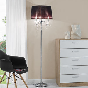 [lux.pro]® Lampa stojąca - Noble Black 3 x E 14 - 40W - czarna/chrom