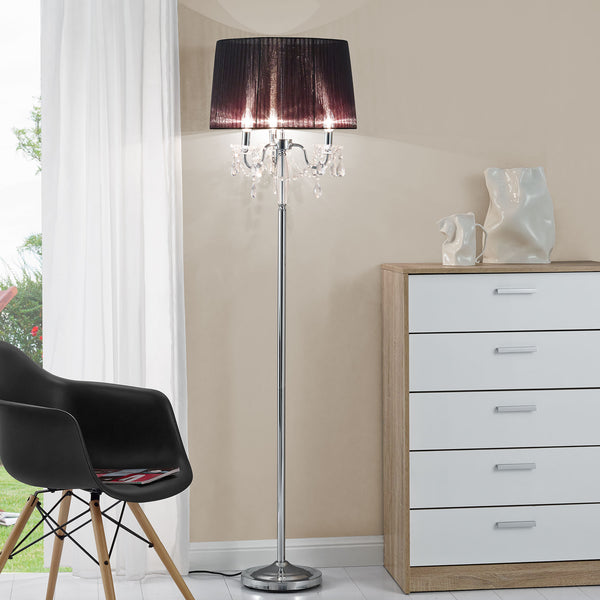 [lux.pro]® Lampa stojąca - Noble Black 3 x E 14 - 40W - czarna/chrom