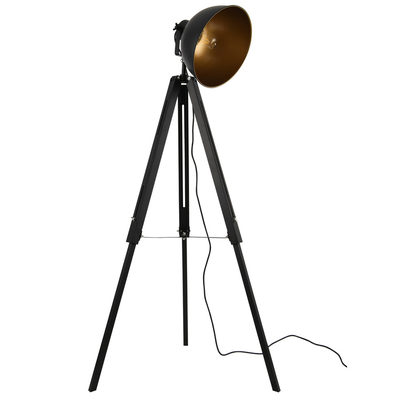 Szkic wymiarowy [lux.pro]® Trójnoga lampa stojąca - industrialy design 135x60xØ30 cm klosz czarny/złoty