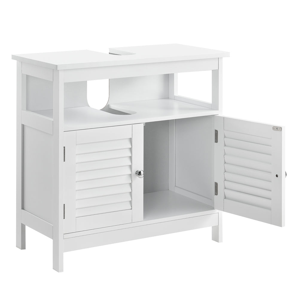 [en.casa]® Rustykalna szafka pod umywalkę 60x60x30 cm biała z półką i drzwiczkami