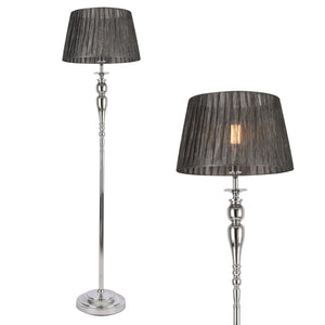 Lampa podłogowa Lingen 151 cm E27 60W metal chrom/szary lux.pro