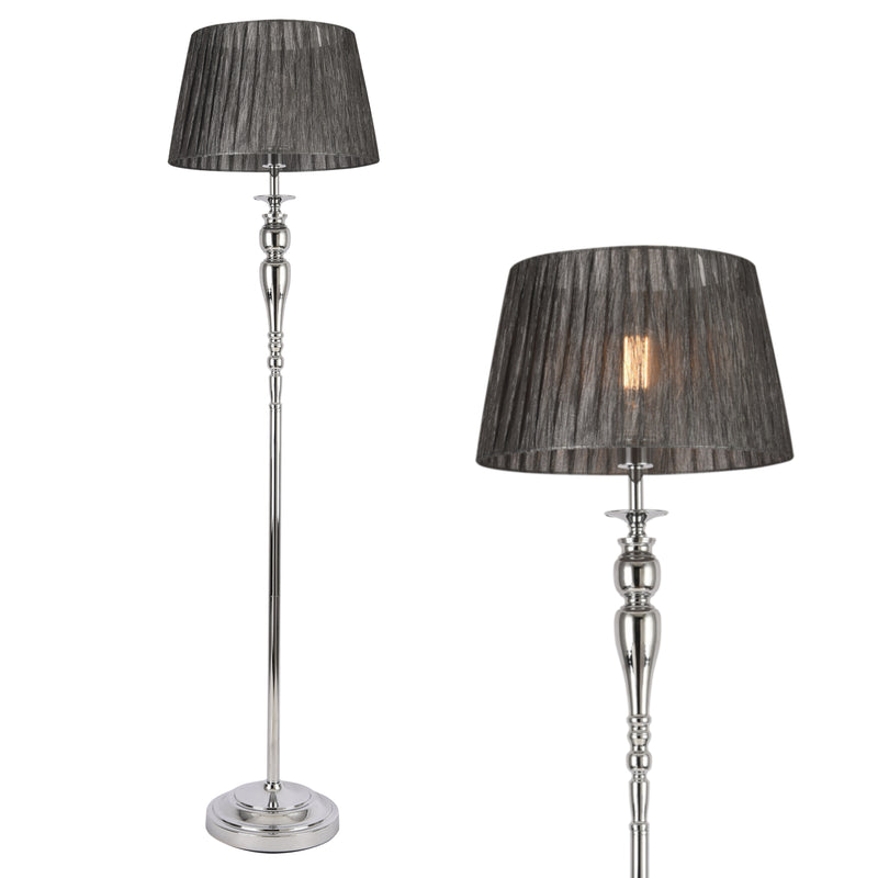 Szkic wymiarowy Lampa podłogowa Lingen 151 cm E27 60W metal chrom/szary lux.pro