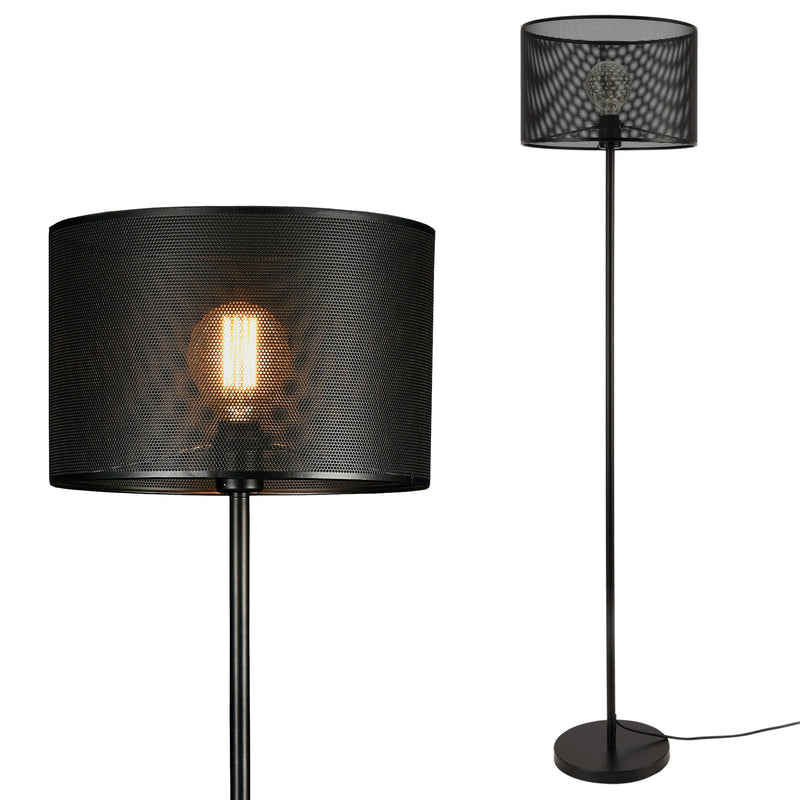 Szkic wymiarowy Lampa podłogowa Arensburg 153 cm metal E27 60W czarna lux.pro