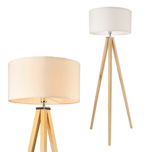 Lampa podłogowa Queluz 1xE27 Ø50x152 cm kolory drewna/biały lux.pro