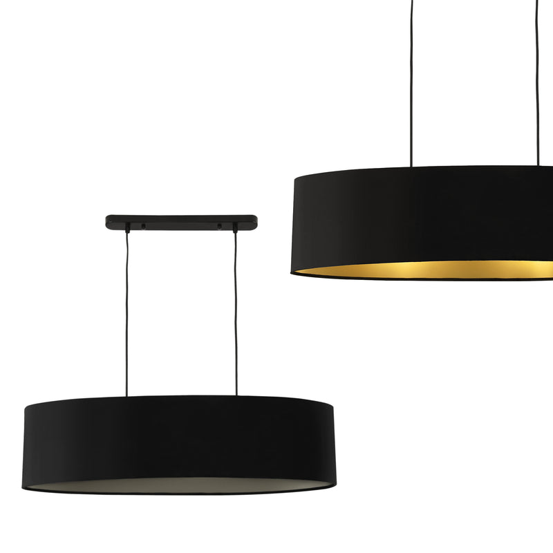 Szkic wymiarowy Lampa wisząca Westerbork 2 żarówki E27 tkanina czarna lux.pro