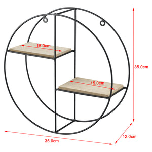 Półka ścienna Lily 35x12x35 cm, design okrągły, z 2 półkami, czarna en.casa