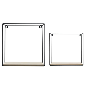 Półka ścienna Eden 30x12x30 cm / 24x12x24 cm 2-częściowa Półki Czarna en.casa