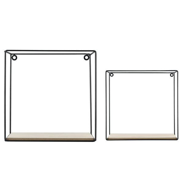 Półka ścienna Eden 30x12x30 cm / 24x12x24 cm 2-częściowa Półki Czarna en.casa