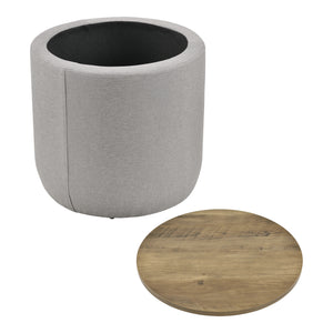 Stolik boczny Napier z miejscem do przechowywania okrągły szary/drewno kolory en.casa