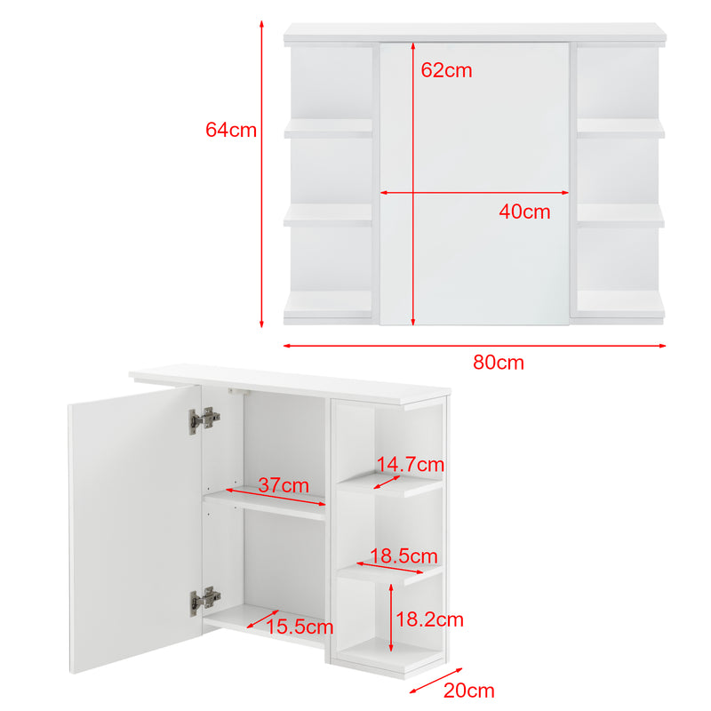 Szkic wymiarowy Szafka łazienkowa Harstad 64x80x20 cm Biała [en.casa]