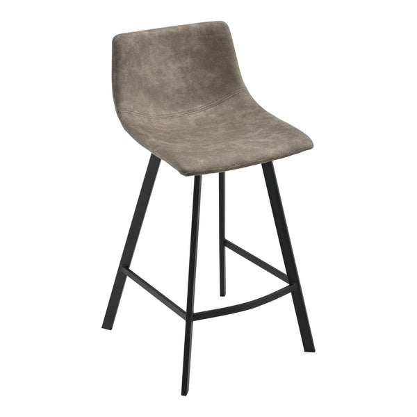 Zestaw 2 stołków barowych Edinburgh z metalowymi nogami imitacja zamszu tapicerowane ciemnoszare en.casa