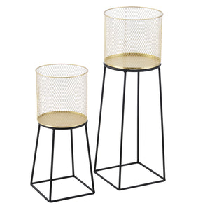 Stojak na doniczkę Meise 2-częściowy czarno-złoty en.casa