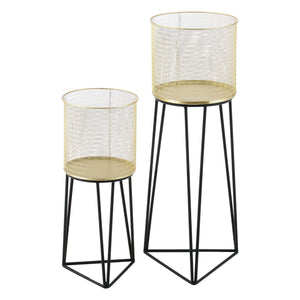 Stojak na doniczkę Menen 2-częściowy czarno-złoty en.casa