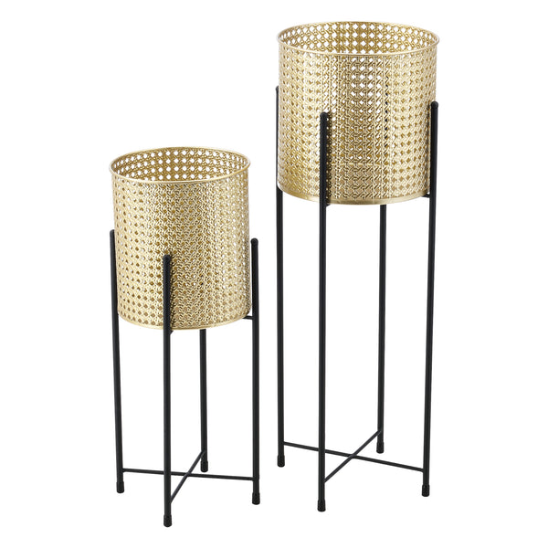 Stojak na doniczkę Mol 2-częściowy czarno-złoty en.casa