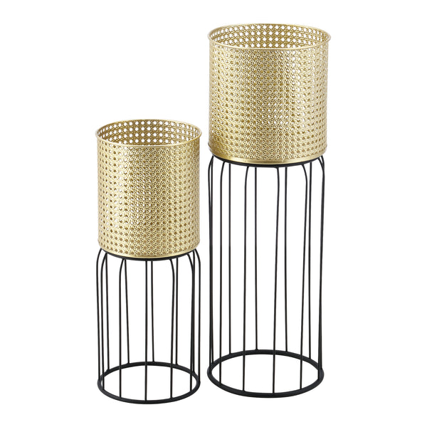 Stojak na doniczkę Maaseik 2-częściowy Czarny-złoty en.casa