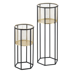 Stojak na doniczkę Malgedem 2-częściowy czarno-złoty en.casa