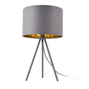 Lampa stołowa Metz E14 Max. 40W Klosz z tkaniny i metalowe nóżki Szary/złoty lux.pro