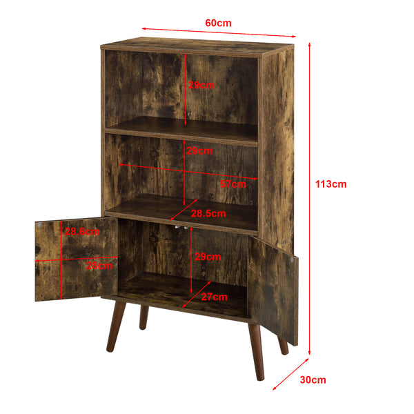 Regał na książki Ängelholm 113x60x30 cm z 2 drzwiami szafki i 2 dużymi półkami en.casa