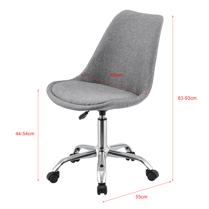 Szkic wymiarowy Krzesło biurowe Atherton 83-93x48x55 cm jasnoszare [en.casa]