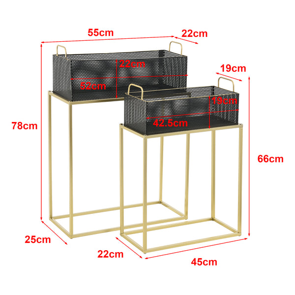 Stojak na rośliny Jurbise zestaw 2 szt. w kolorze mosiądzu/czarnym en.casa