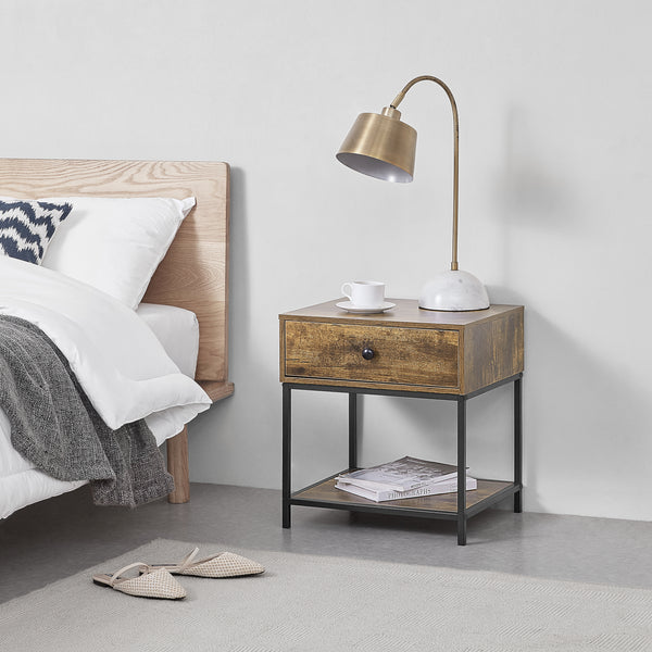 Stolik boczny Bjuv 45x39x49cm Ciemne drewno en.casa