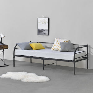 Łóżko metalowe Falun 90x200 cm do 150 kg czarne en.casa