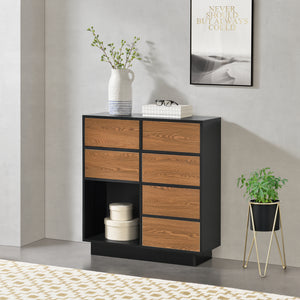 Szafka boczna Krokom 88x80x30 cm czarna/ciemne drewno en.casa