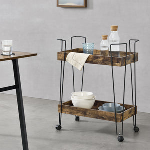 Wózek do serwowania Vaxholm 78x62x32cm Ciemne drewno en.casa