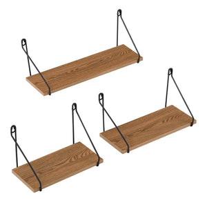 Półka ścienna Randers 3 szt. różne rozmiary ciemne drewno en.casa