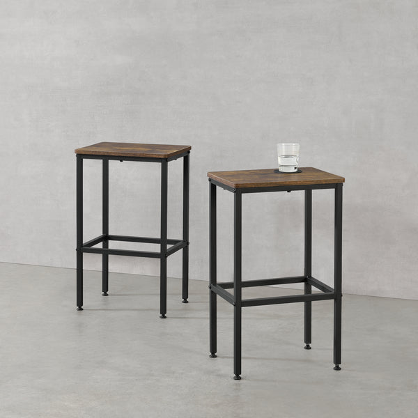 Stołek barowy Örebro zestaw 2 sztuk ciemne drewno en.casa