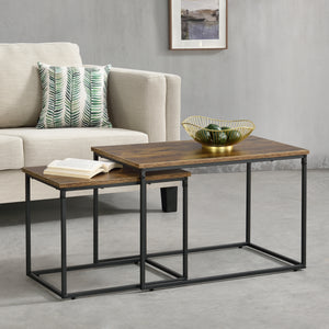 Zestaw stolików kawowych Härnösand zestaw 2 ciemne drewno [en.casa]