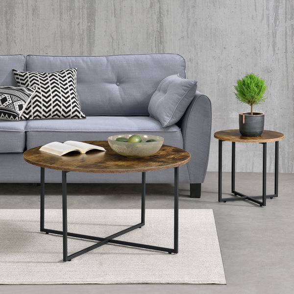 Podkładka Härjedalen zestaw 2 okrągłych w kolorze ciemnego drewna [en.casa]